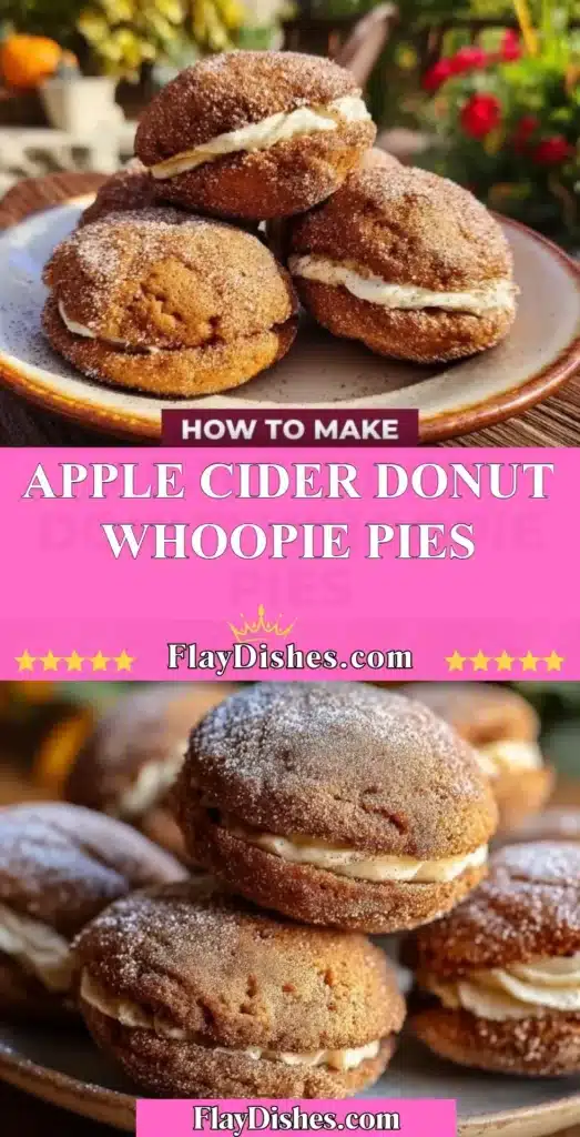 Delicious apple cider donut whoopie pies with creamy filling and autumn spices