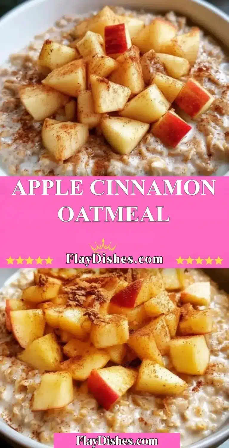 Bowl of apple cinnamon oatmeal topped with diced apples and cinnamon