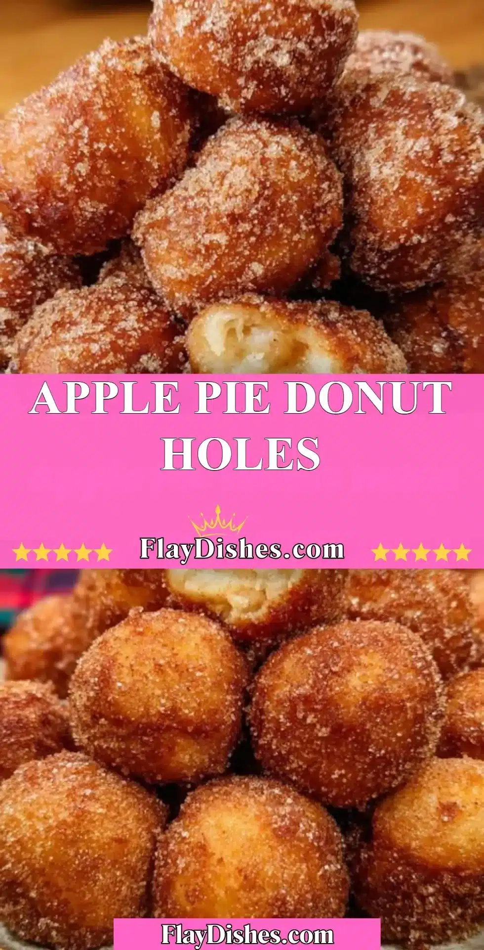 Delicious homemade Apple Pie Donut Holes with cinnamon and apple filling