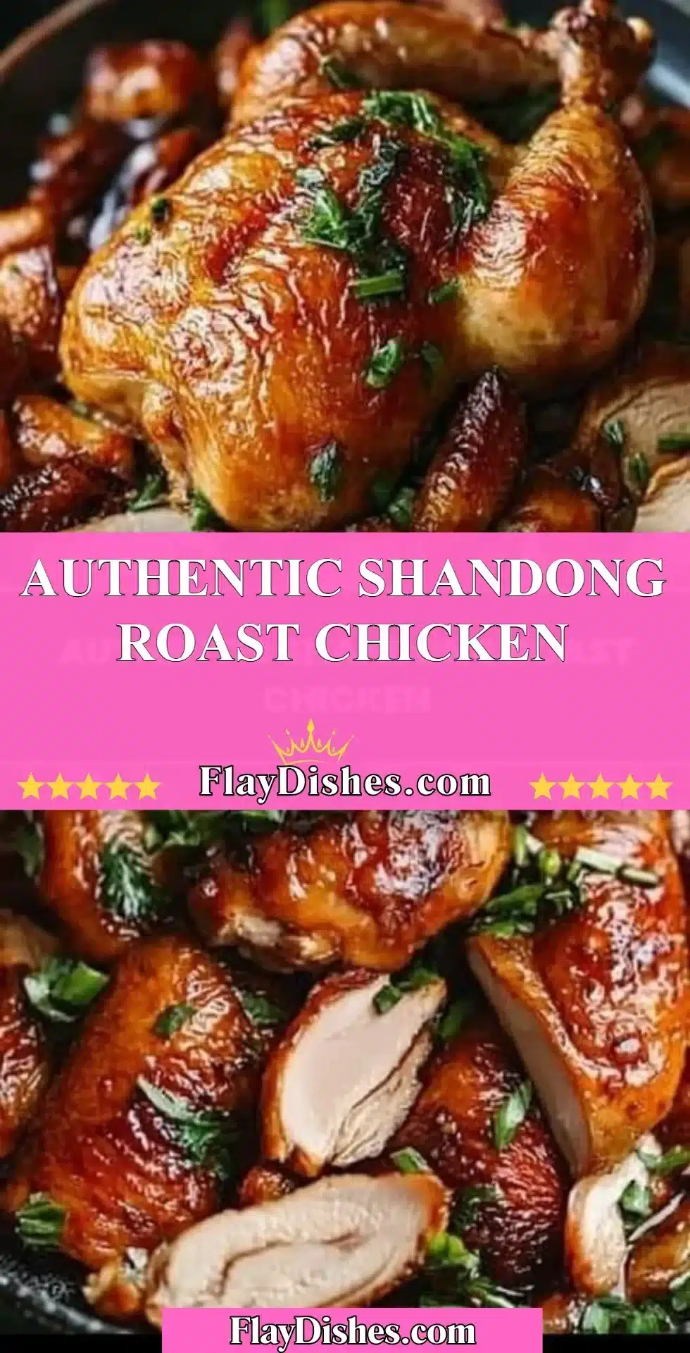 Plate of authentic Shandong Roast Chicken with aromatic spices and herbs.