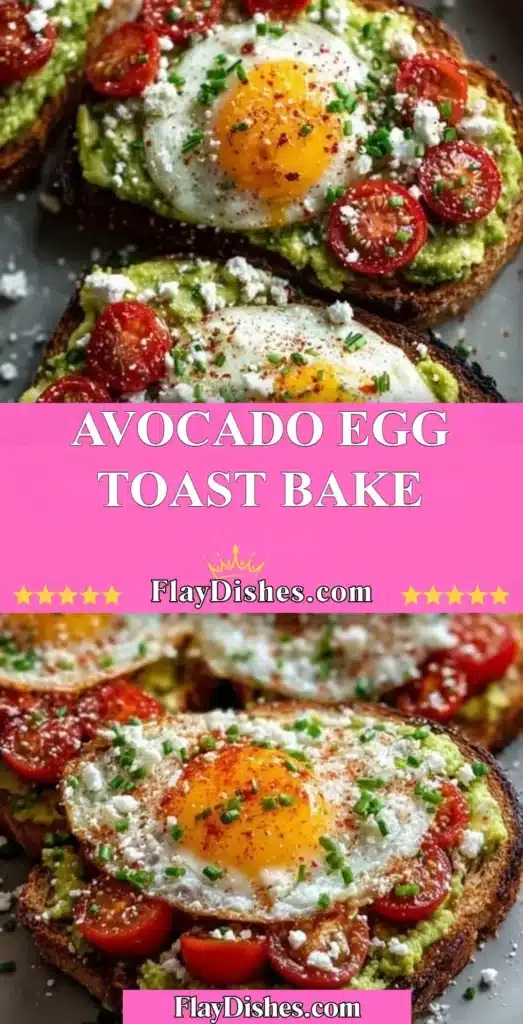 Delicious Avocado Egg Toast Bake served on a plate with toppings.