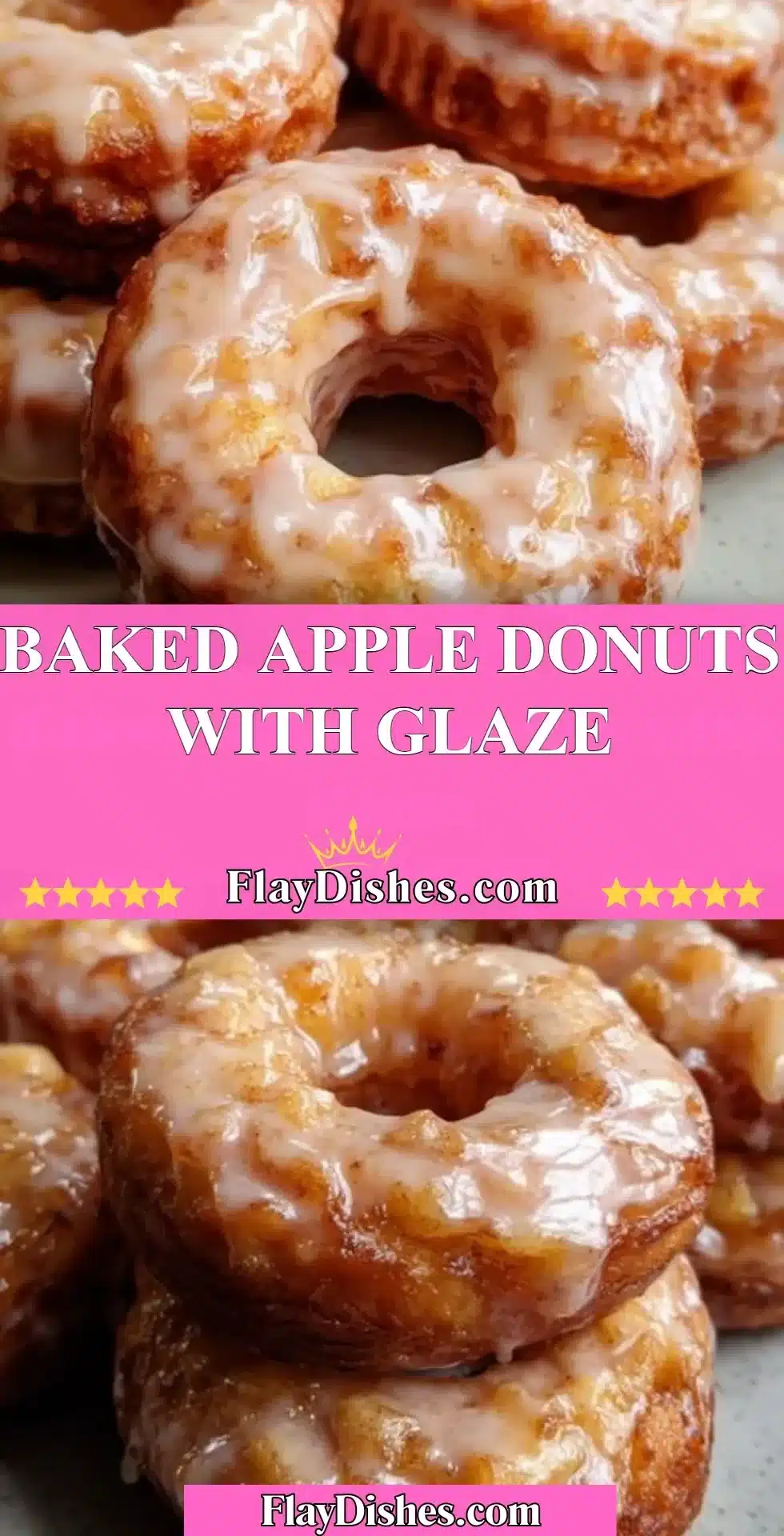 Delicious baked apple donuts with a sweet glaze on top