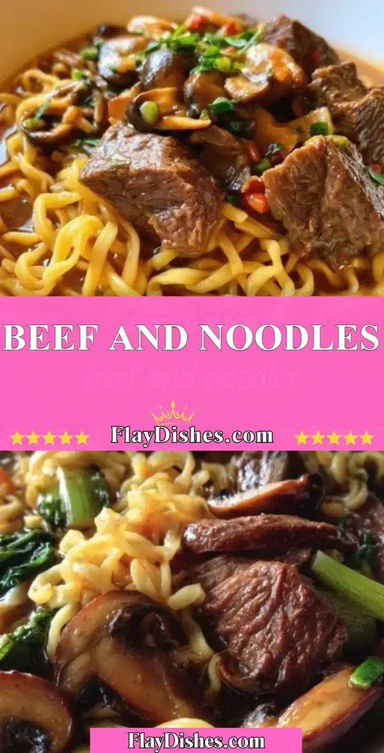 Delicious beef and noodles dish garnished with fresh herbs