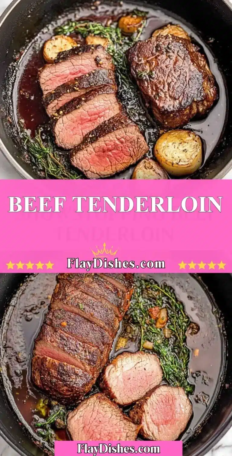 Succulent beef tenderloin cooked to perfection on a plate