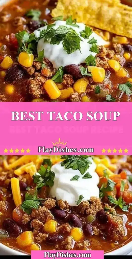 Bowl of best taco soup topped with cheese and avocado