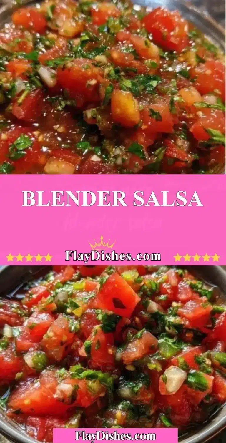 Freshly made Blender Salsa in a bowl with herbs and vegetables