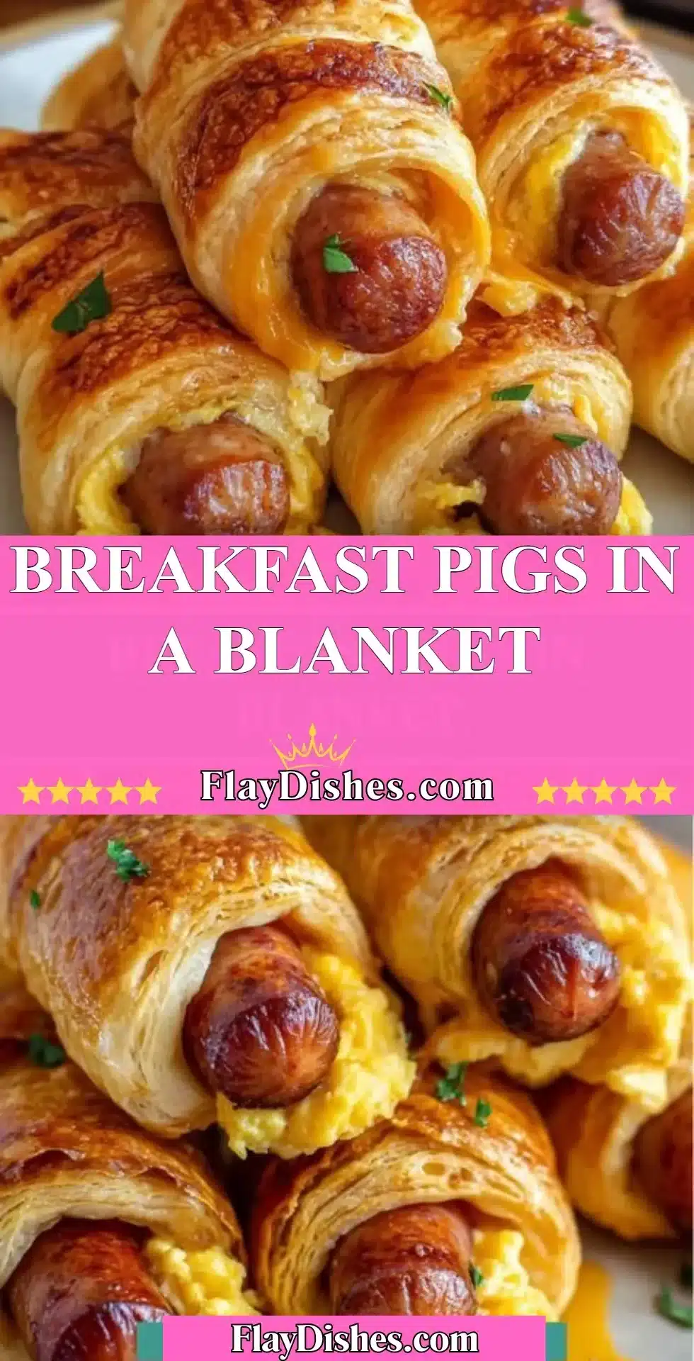 Delicious breakfast pigs in a blanket served on a plate.