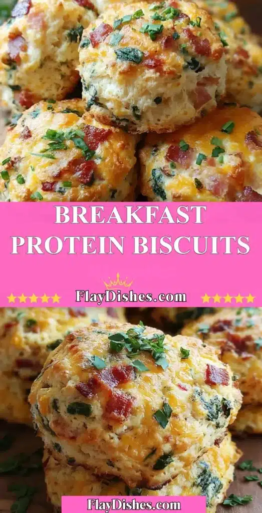 Plate of homemade breakfast protein biscuits with a golden-brown finish