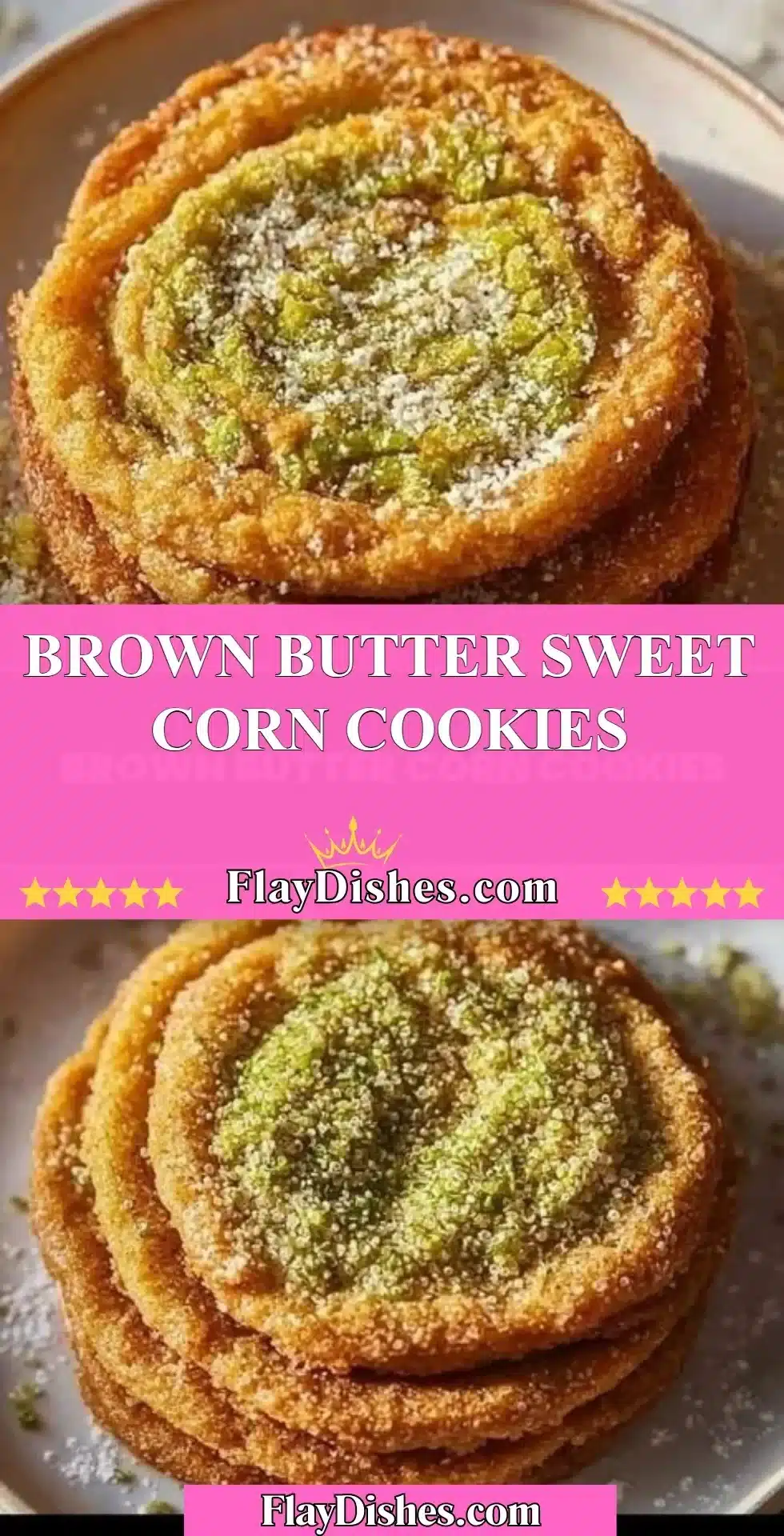 Delicious brown butter sweet corn cookies on a baking tray