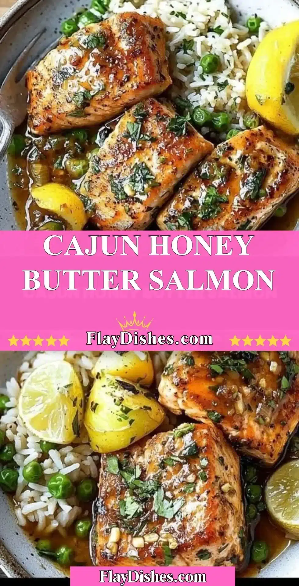 Cajun Honey Butter Salmon fillets garnished and ready to serve