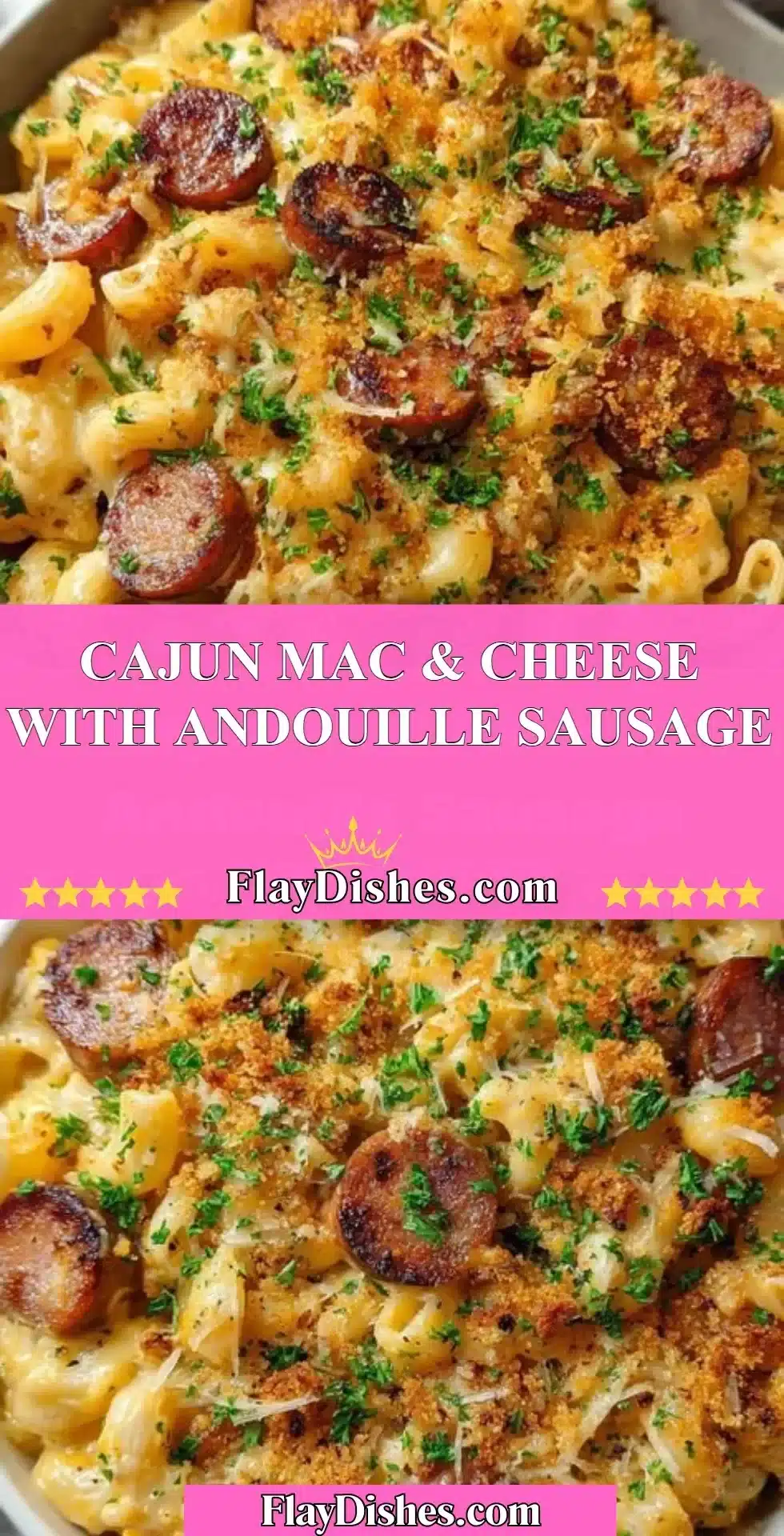 Cajun Mac & Cheese with Andouille Sausage served in a bowl