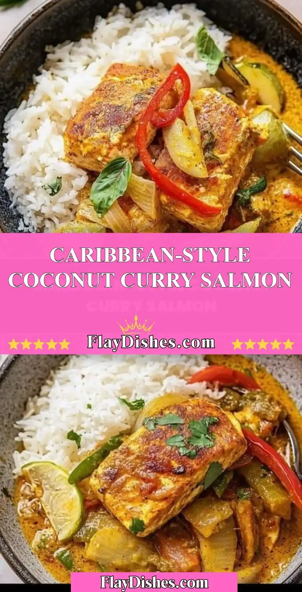 Delicious Caribbean-Style Coconut Curry Salmon served on a plate