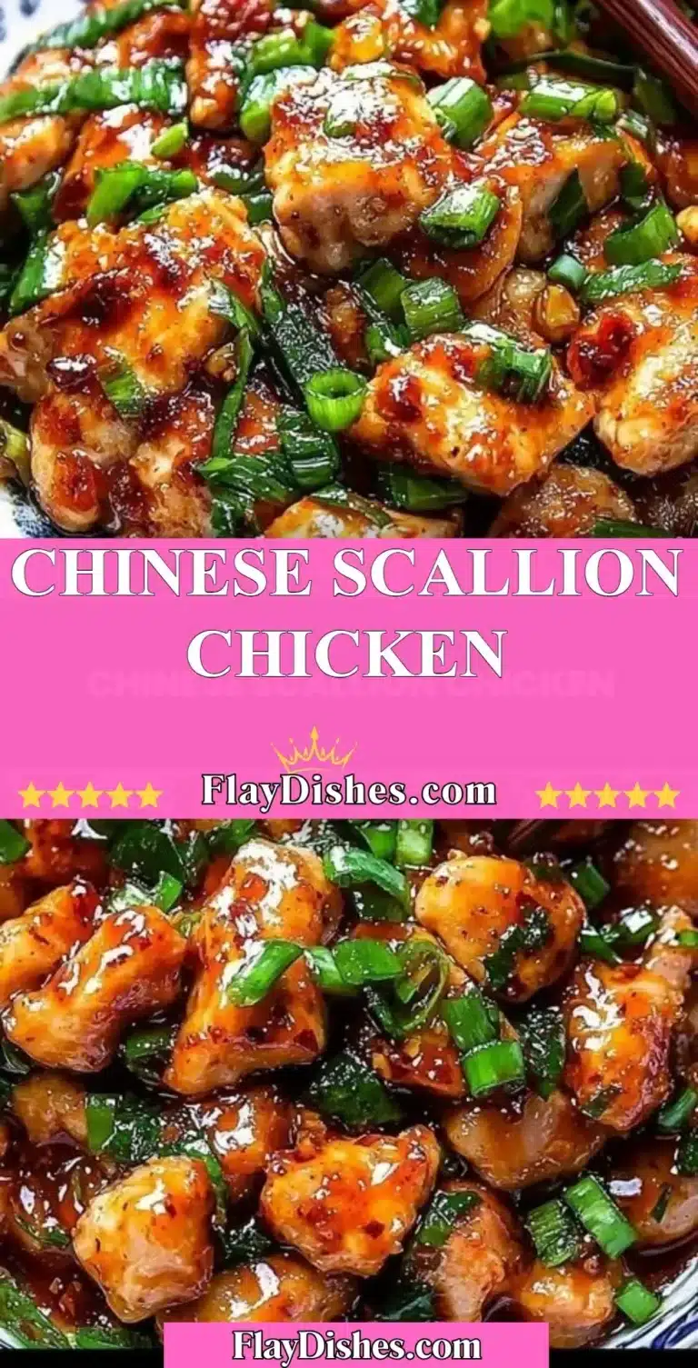 Plate of Chinese Scallion Chicken garnished with fresh scallions