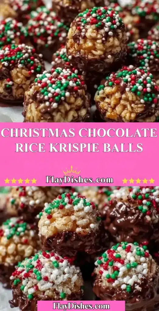 Festive Christmas Chocolate Rice Krispie Balls ready for holiday celebrations