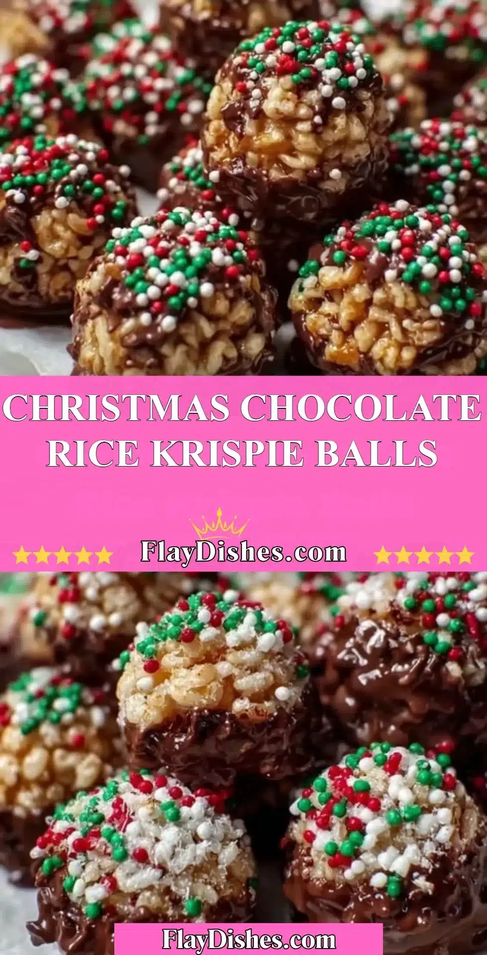 Festive Christmas Chocolate Rice Krispie Balls ready for holiday celebrations