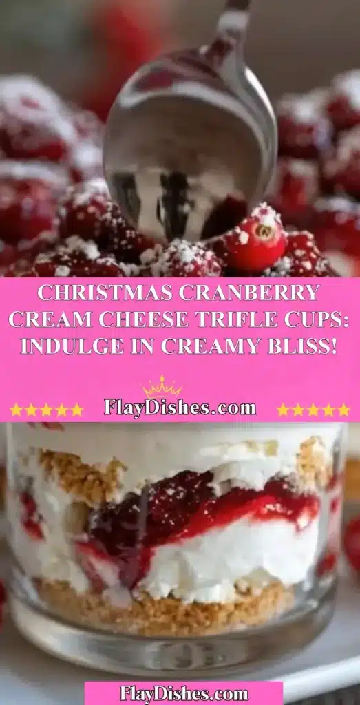 Christmas Cranberry Cream Cheese Trifle Cups with festive decorations