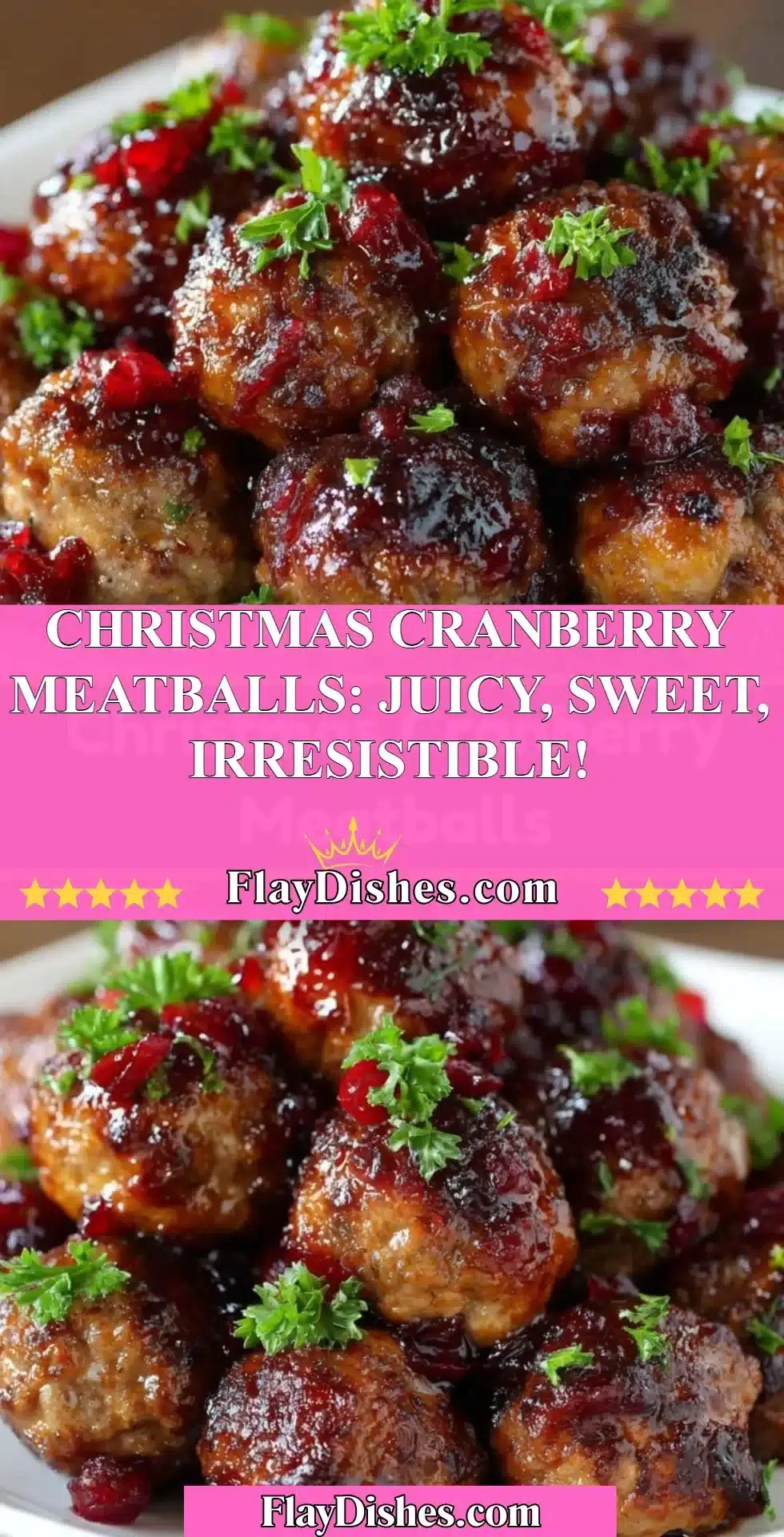 Delicious Christmas cranberry meatballs served on a festive platter