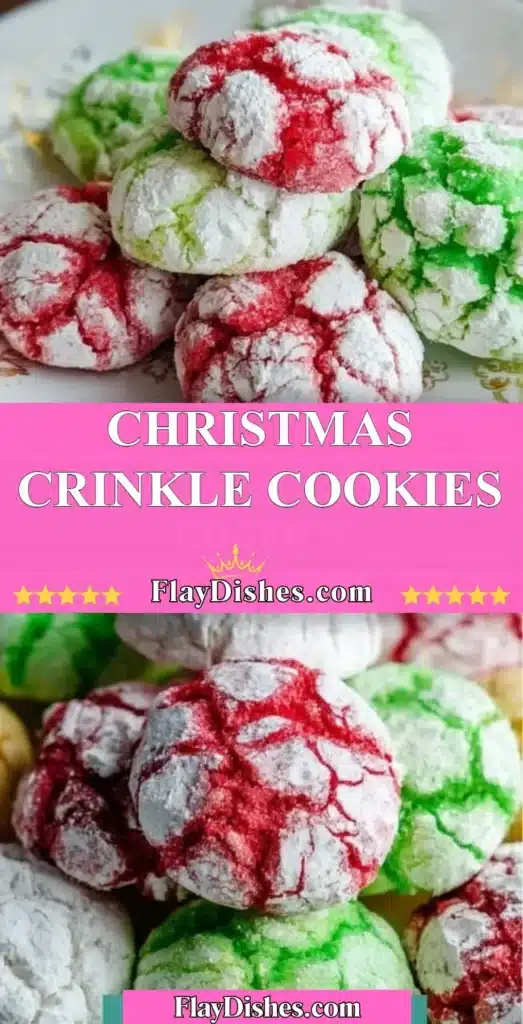 Delicious Christmas Crinkle Cookies dusted with powdered sugar