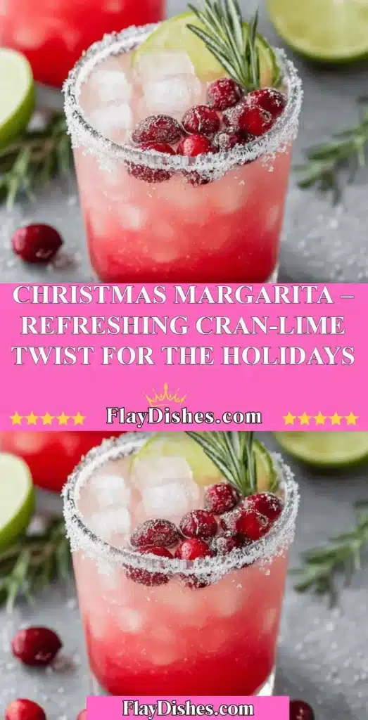 Christmas Margarita with cranberries and limes for holiday celebrations