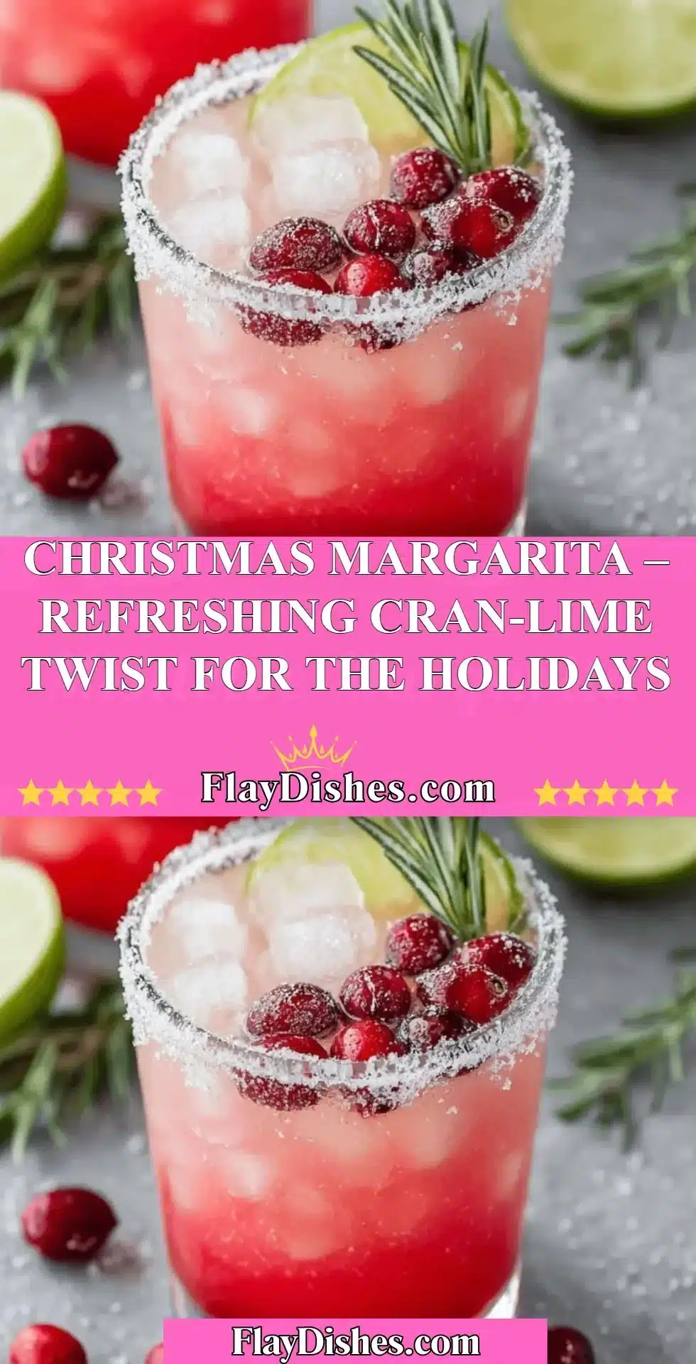 Christmas Margarita with cranberries and limes for holiday celebrations
