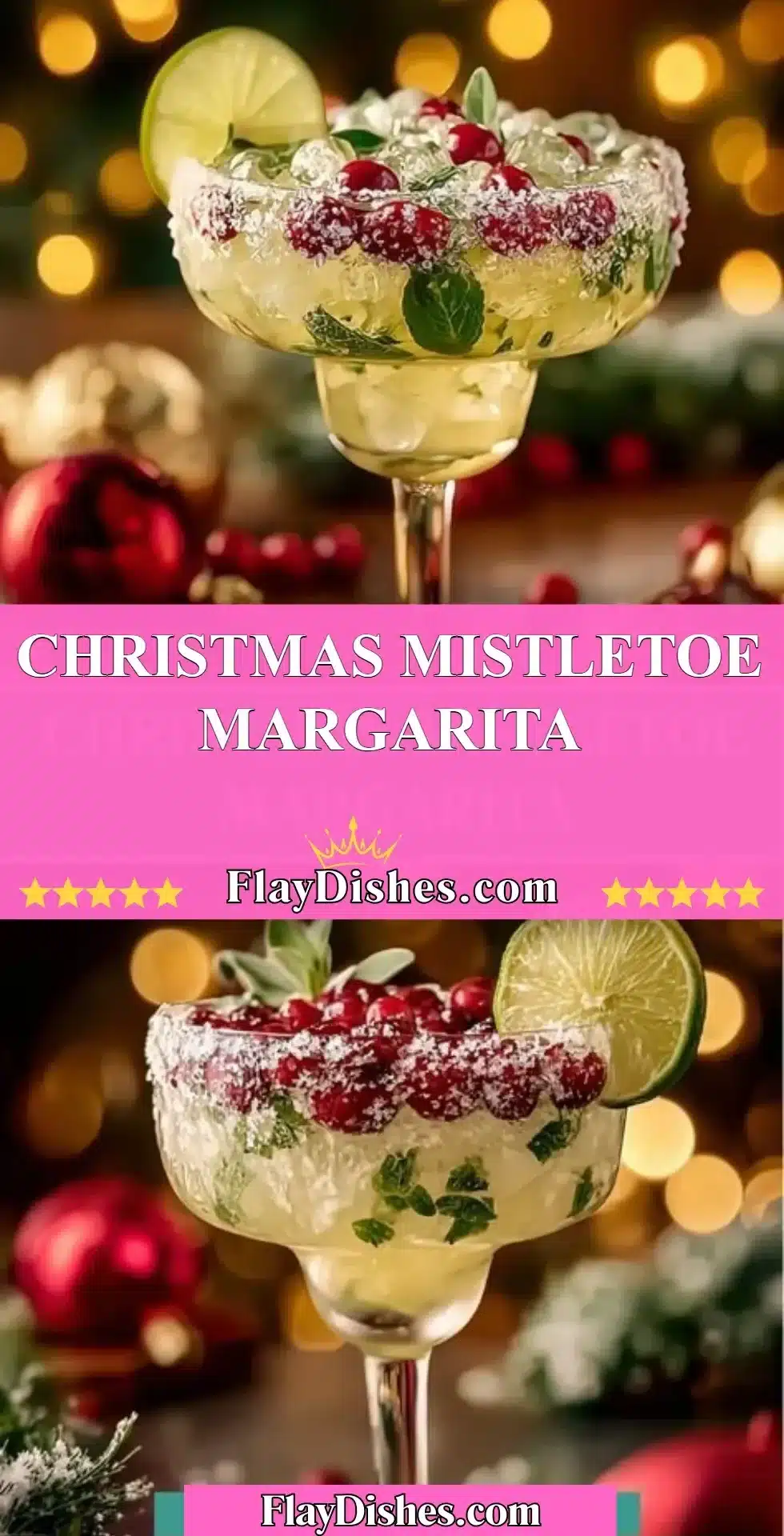 Festive Mistletoe Margarita cocktail garnished with holiday-themed decor