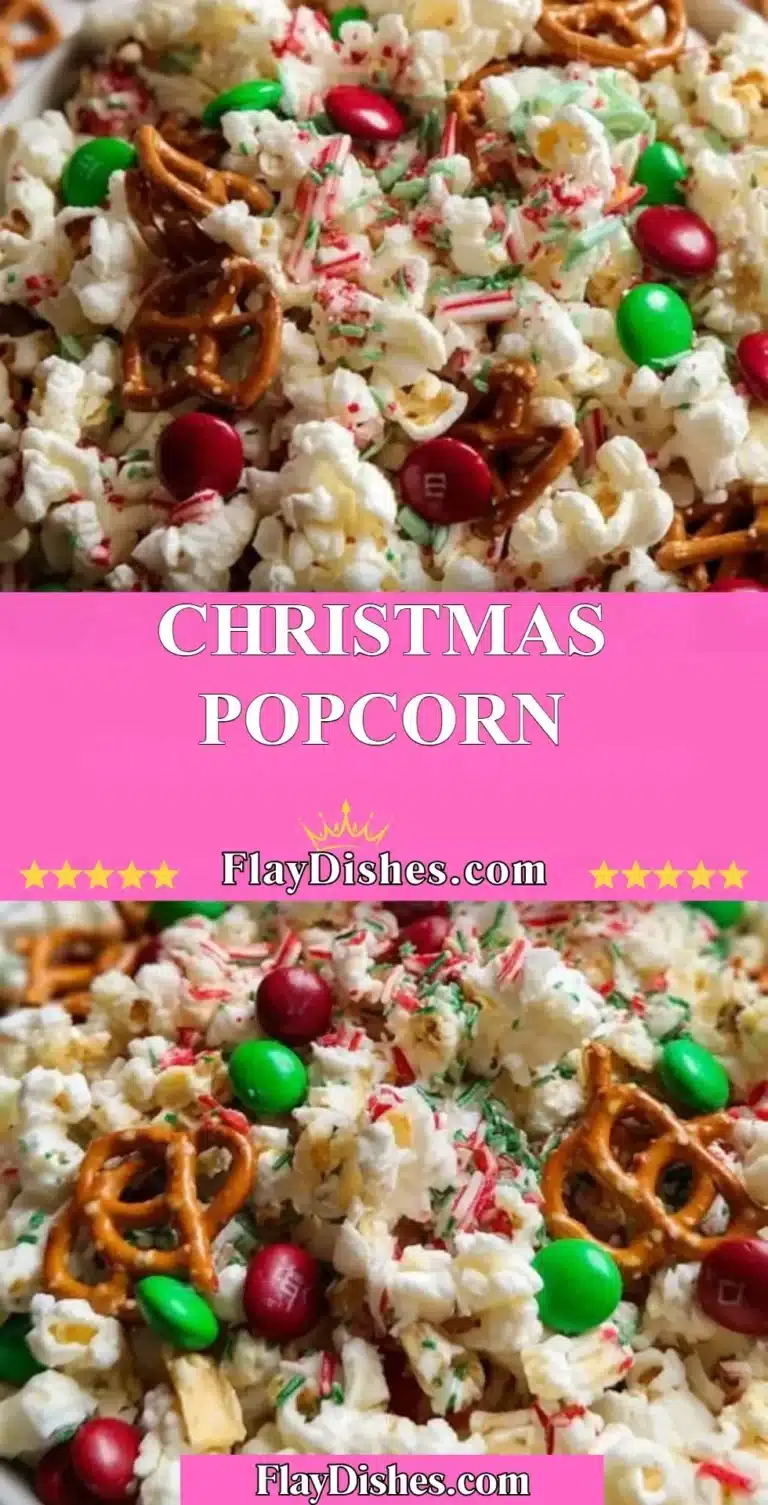Festive Christmas popcorn with colorful toppings and decorations