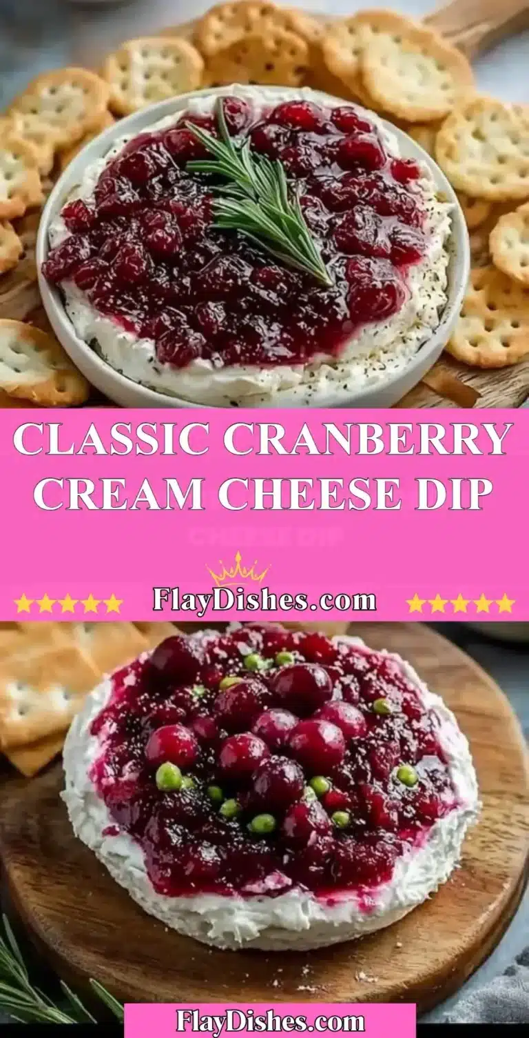Delicious Classic Cranberry Cream Cheese Dip served with crackers