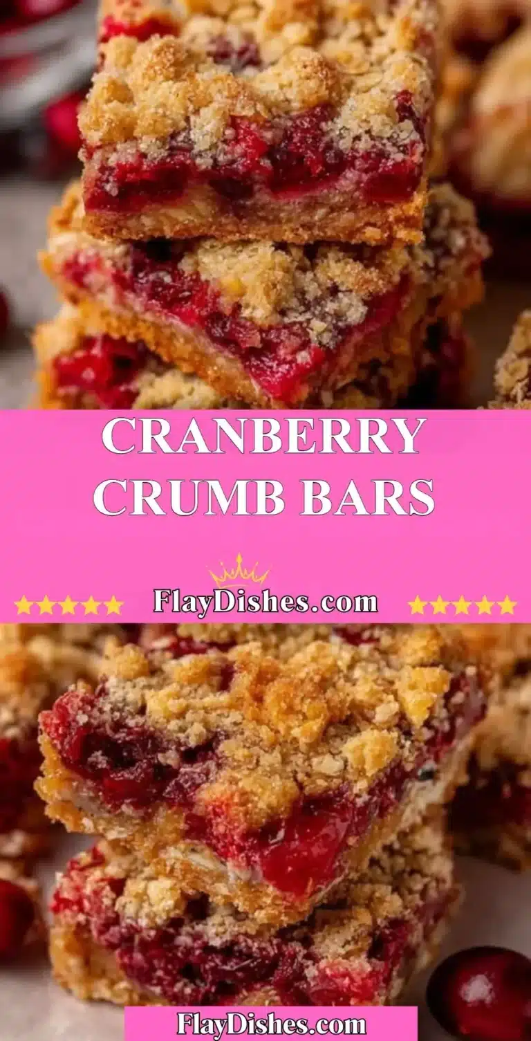 Delicious homemade cranberry crumb bars with a crumbly topping and vibrant filling