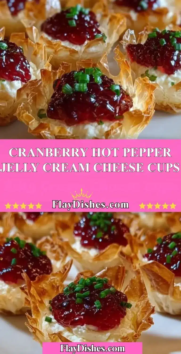Cranberry Hot Pepper Jelly Cream Cheese Cups served on a plate