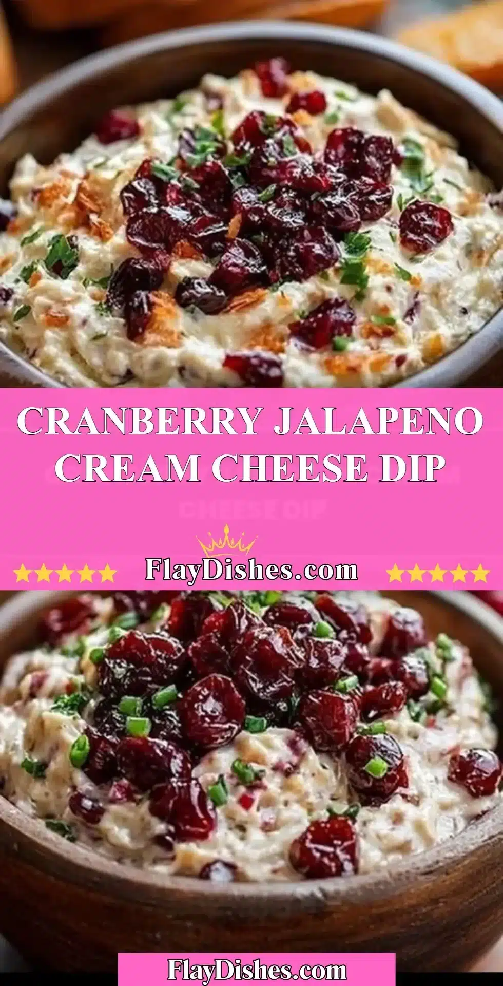 Cranberry Jalapeno Cream Cheese Dip served in a bowl with crackers.