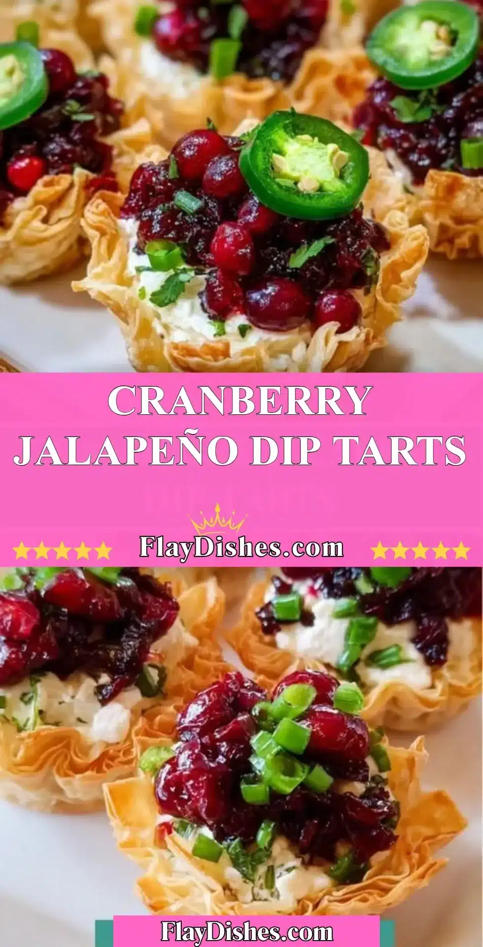 Cranberry Jalapeño Dip Tarts served on a platter, garnished beautifully
