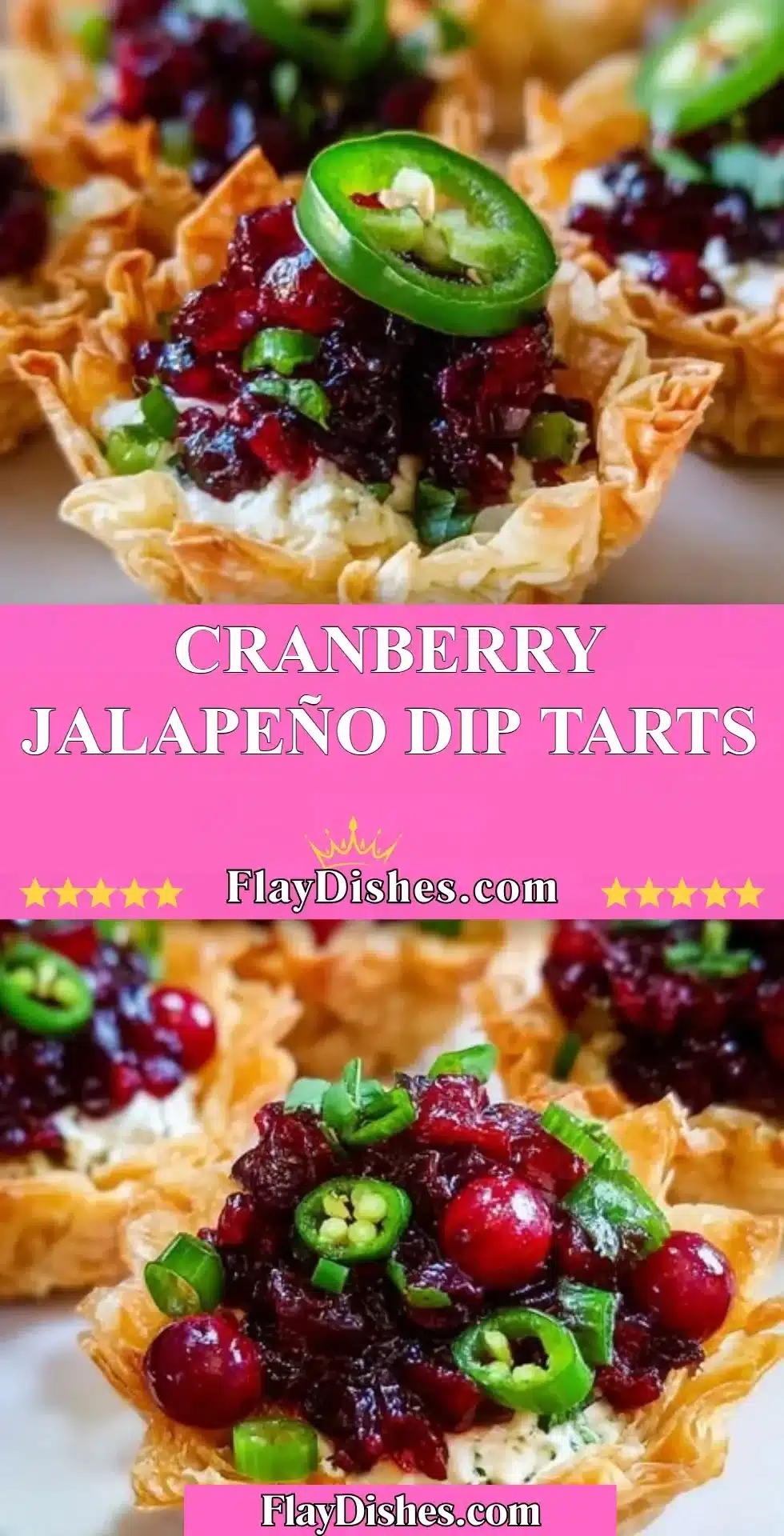 Cranberry Jalapeño Dip Tarts served on a festive platter