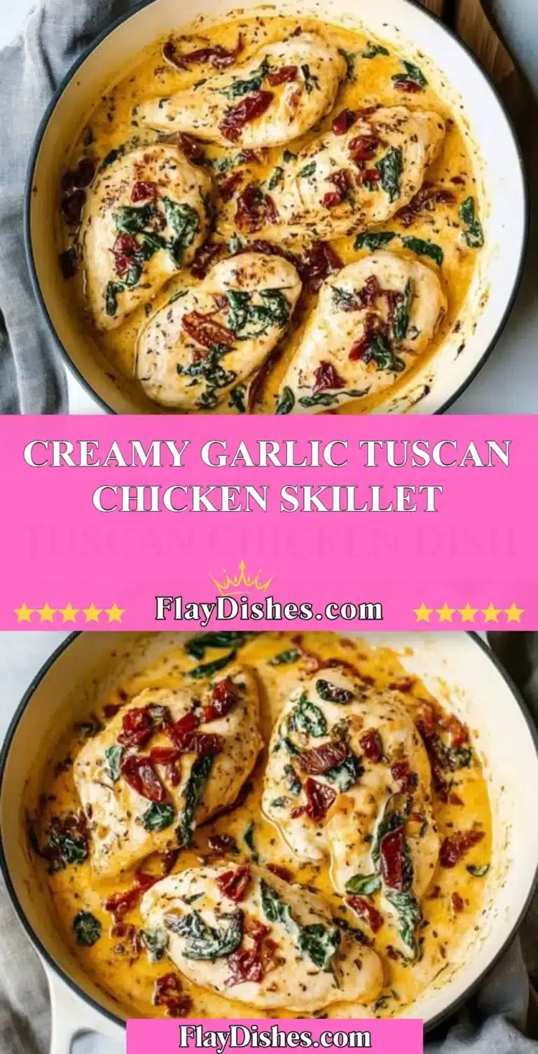 Creamy garlic Tuscan chicken skillet with fresh herbs and creamy sauce