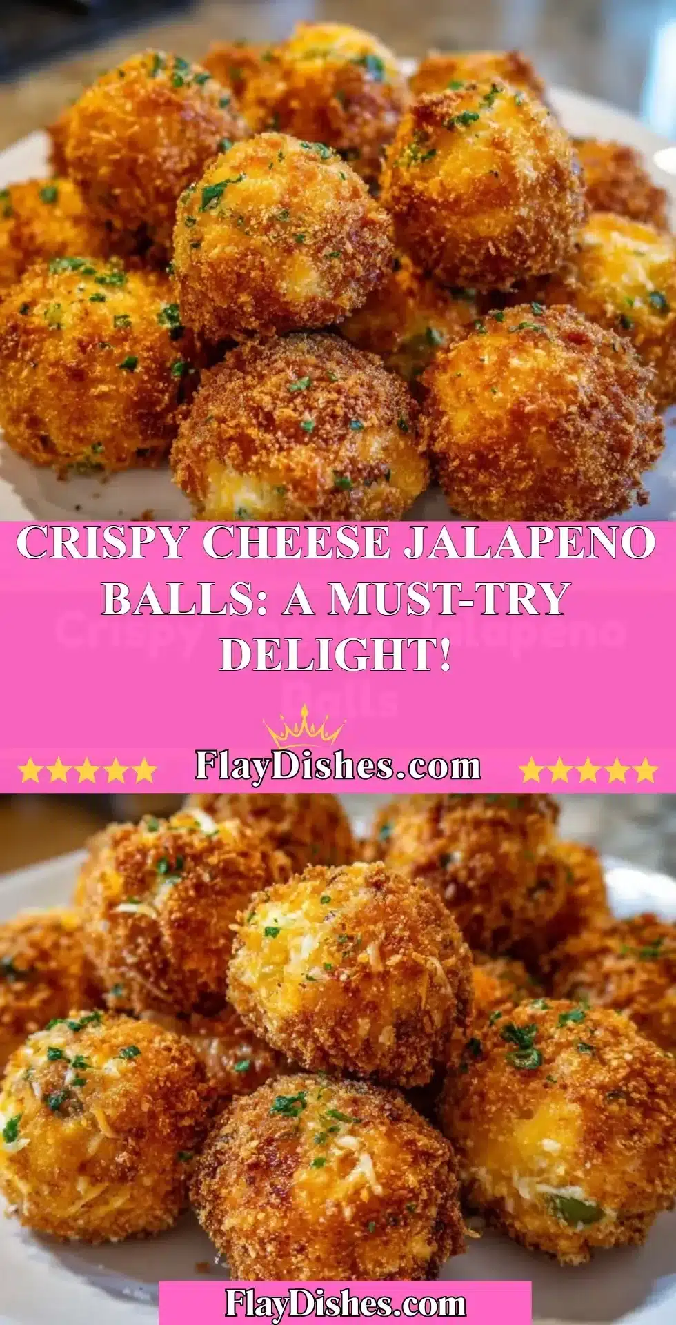 Crispy cheese jalapeno balls served as a delicious appetizer.