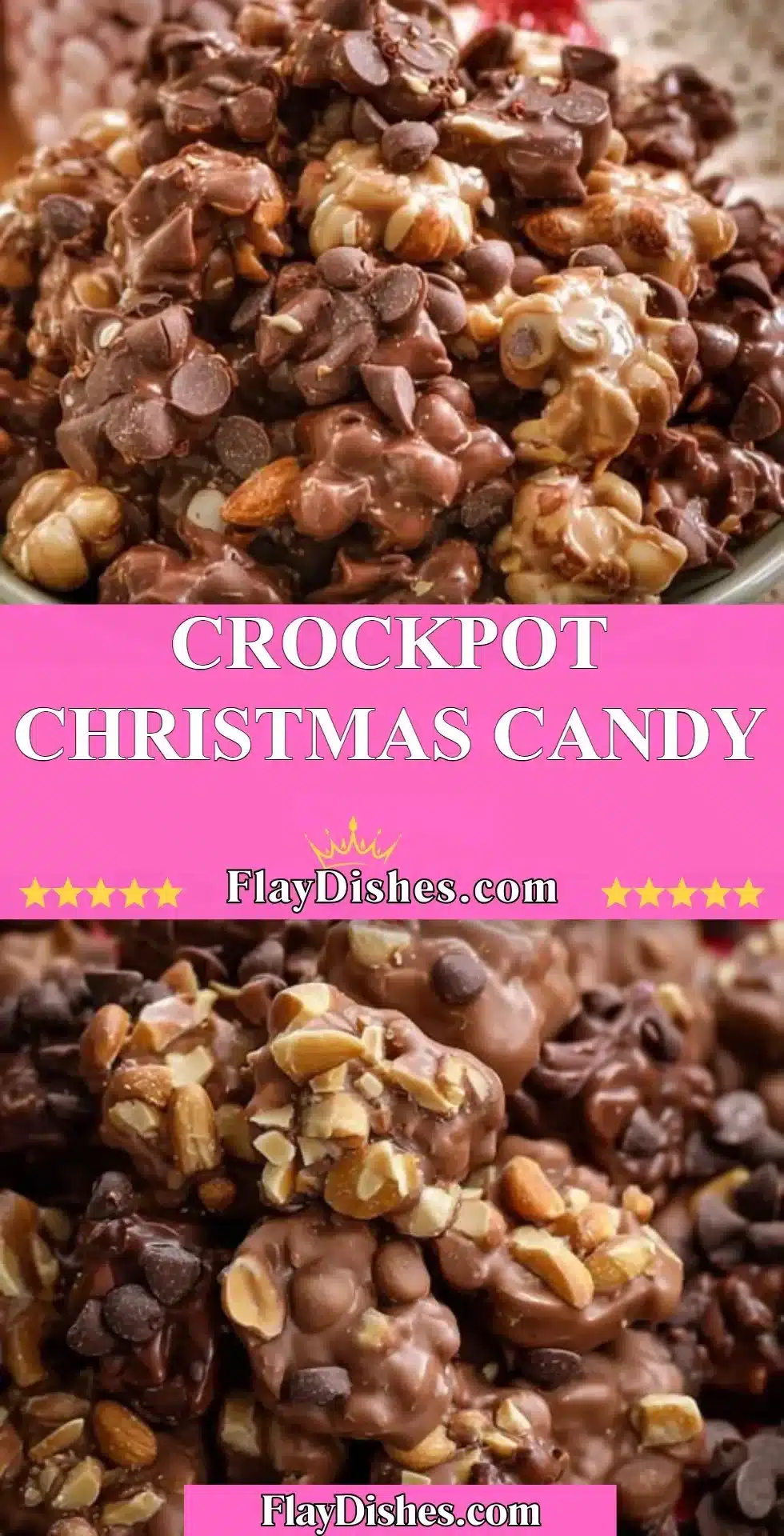 Delicious Crockpot Christmas Candy made with chocolate and nuts