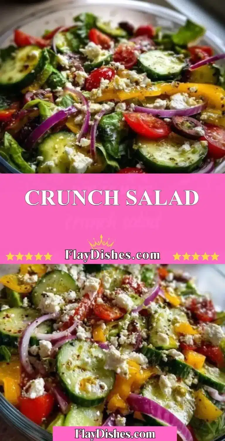 Freshly prepared Crunch Salad with colorful vegetables and crunchy toppings