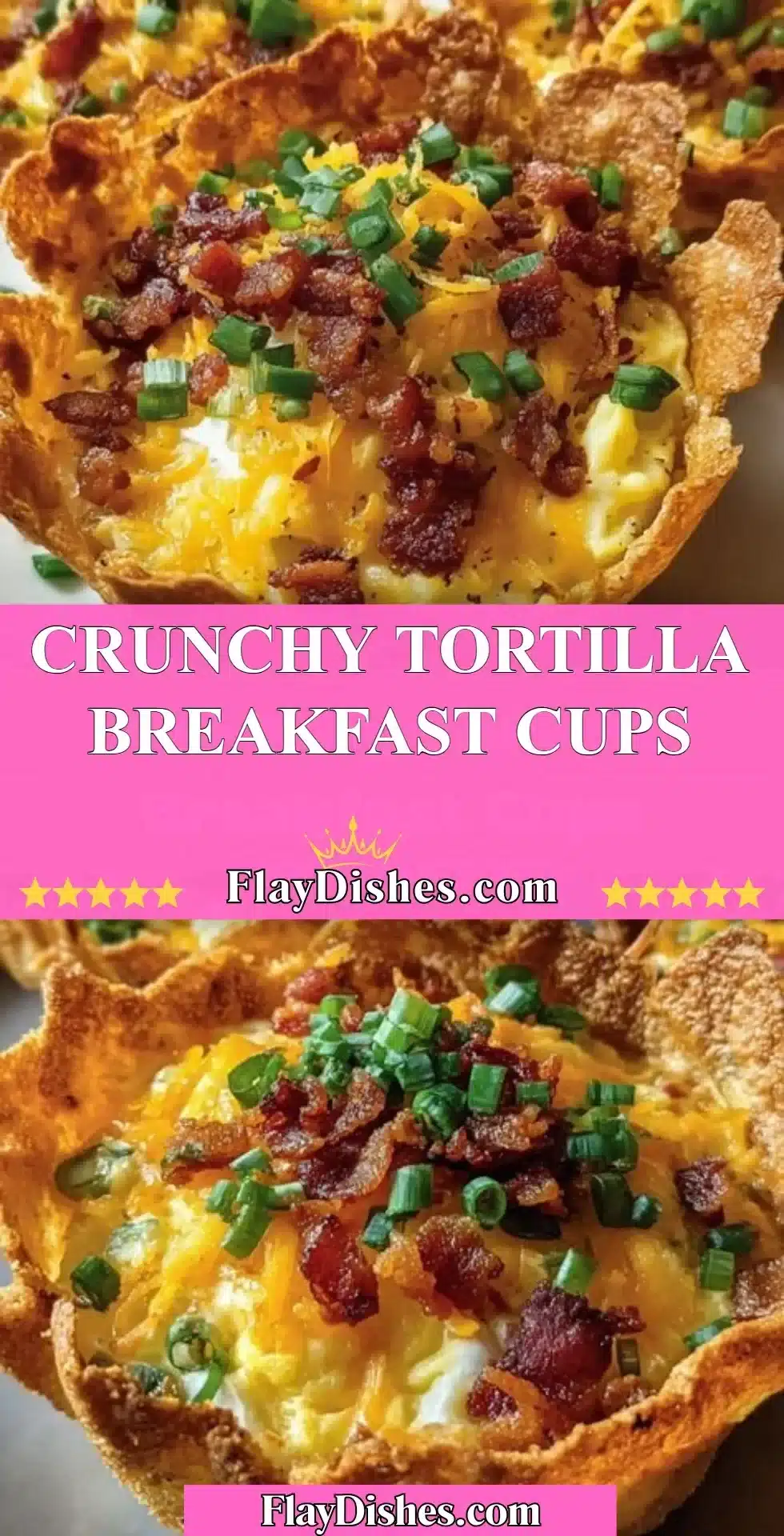 Crunchy tortilla breakfast cups filled with eggs and veggies