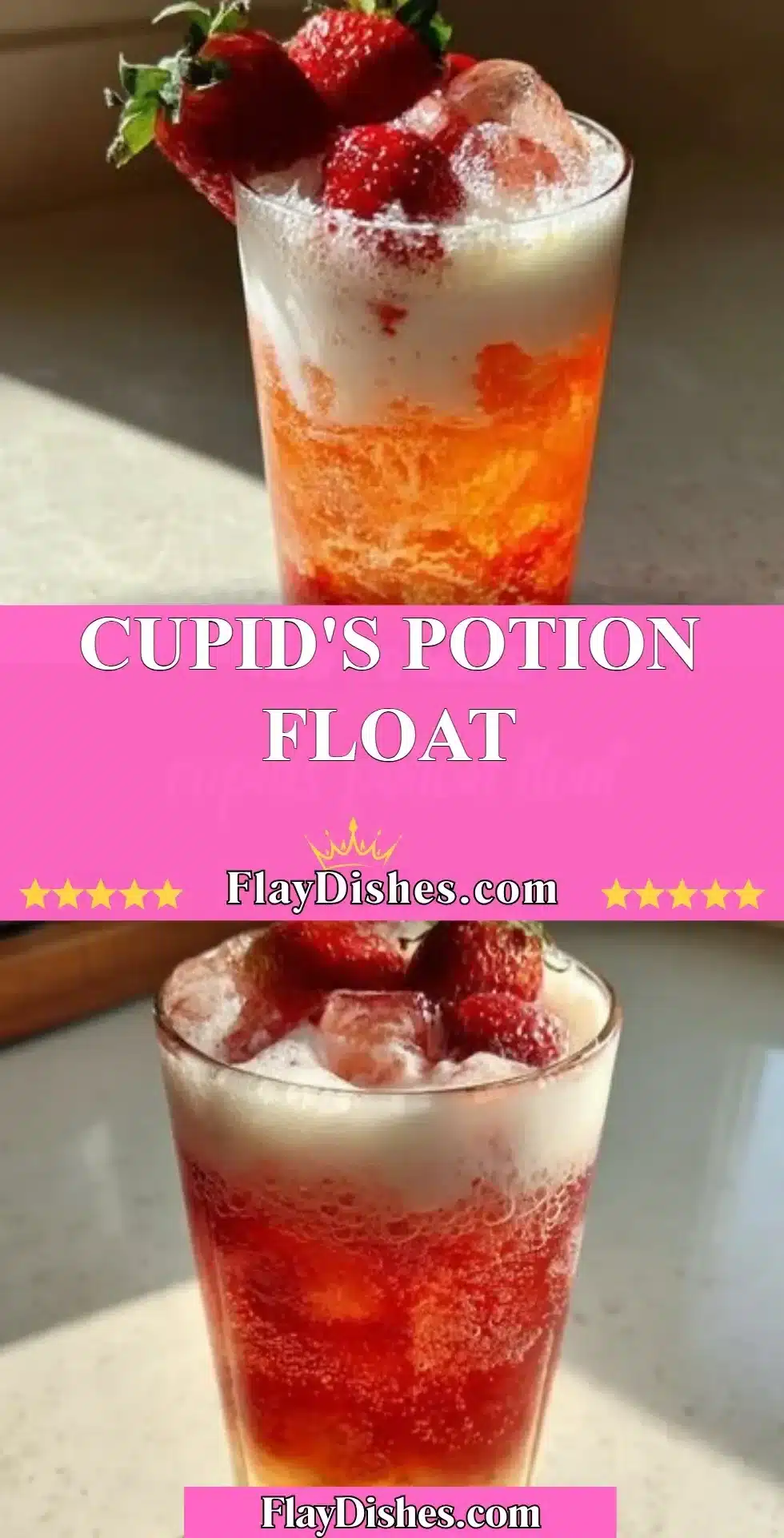 Cupid's Potion Float with colorful layers and heart decorations