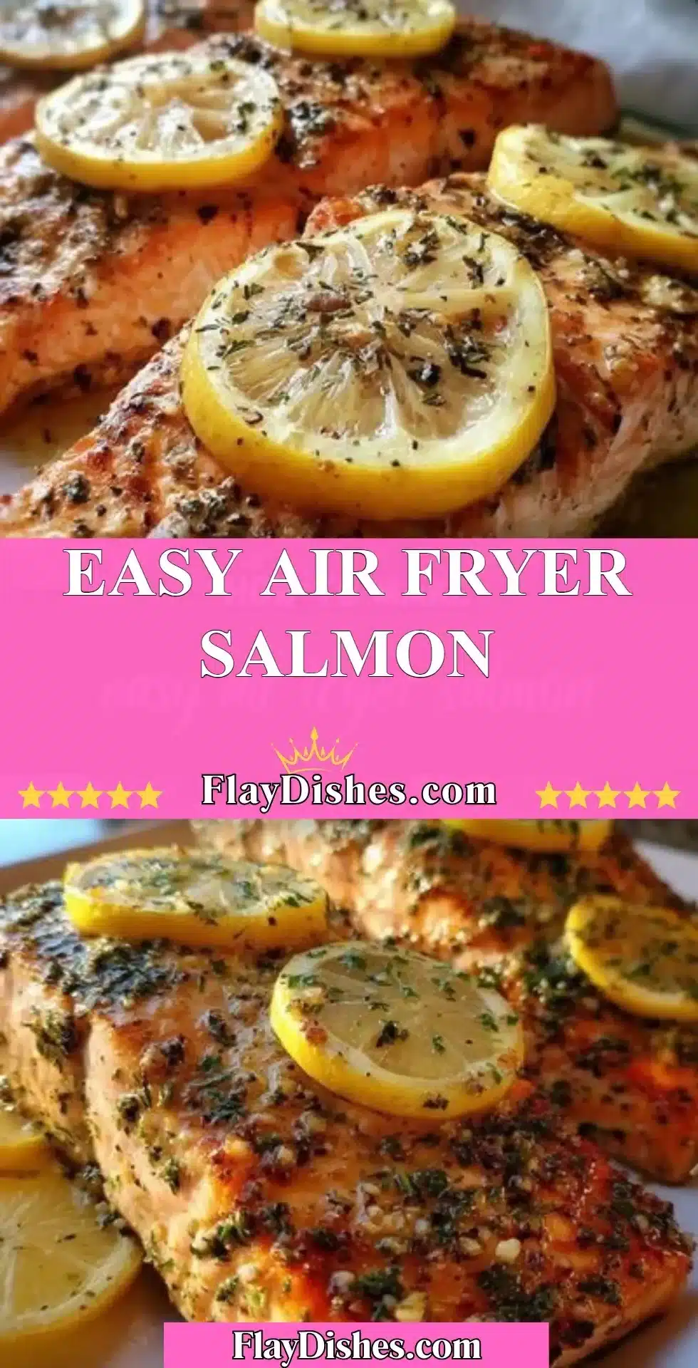 Delicious air fryer salmon served with fresh herbs and lemon slices
