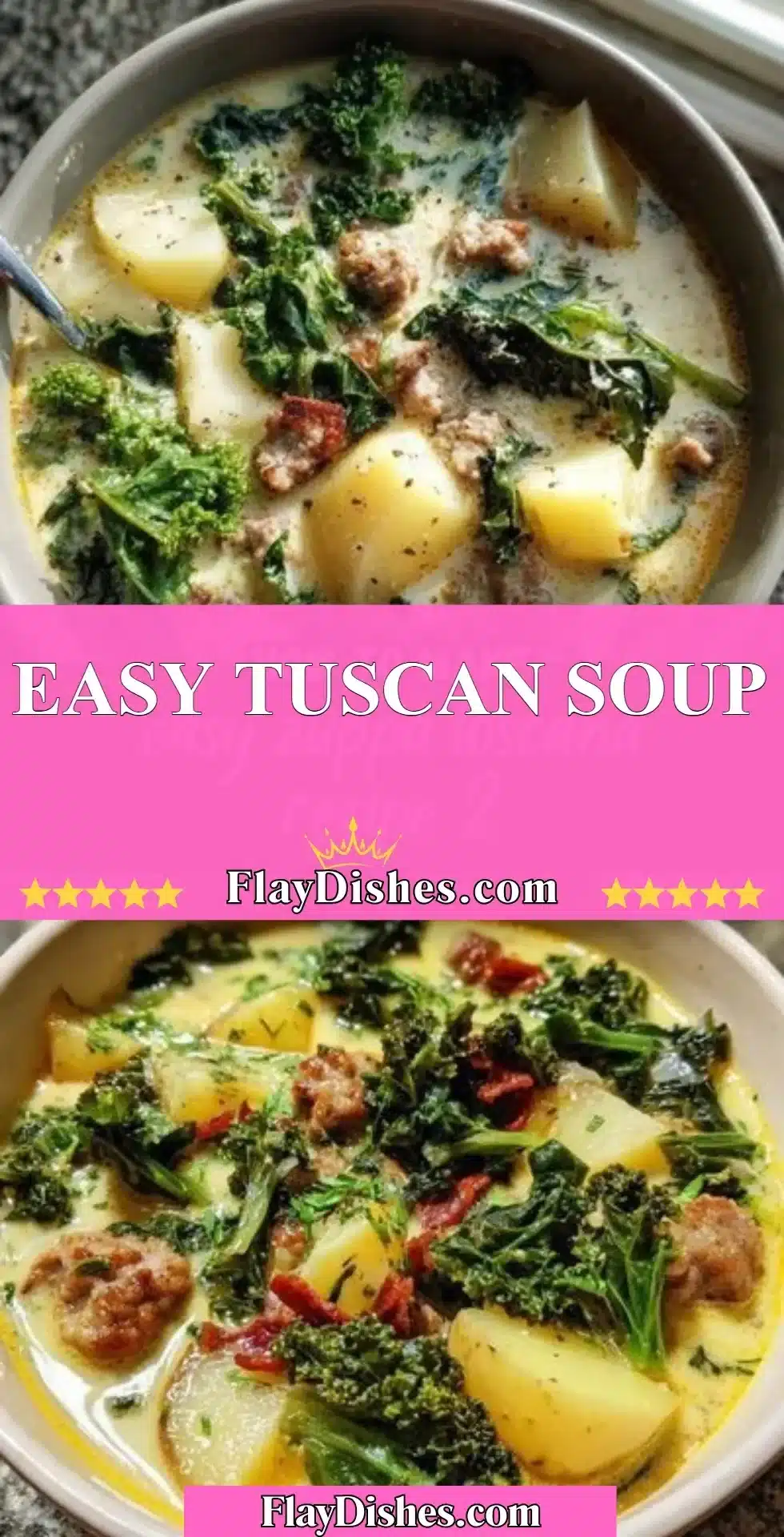 Bowl of homemade easy Tuscan soup with vegetables and herbs