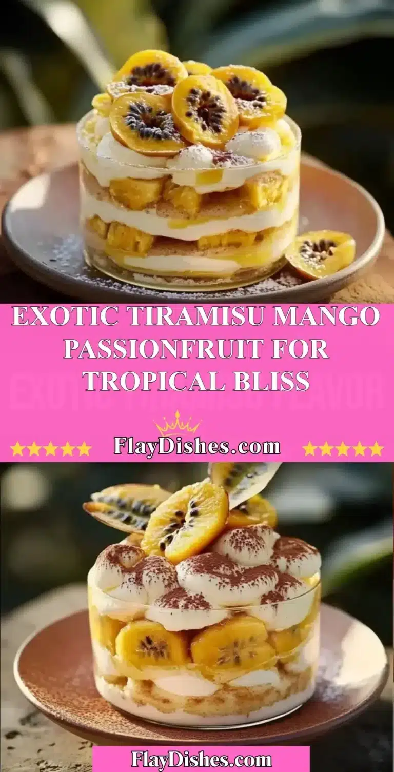 Exotic tiramisu mango dessert with passionfruit for a tropical treat