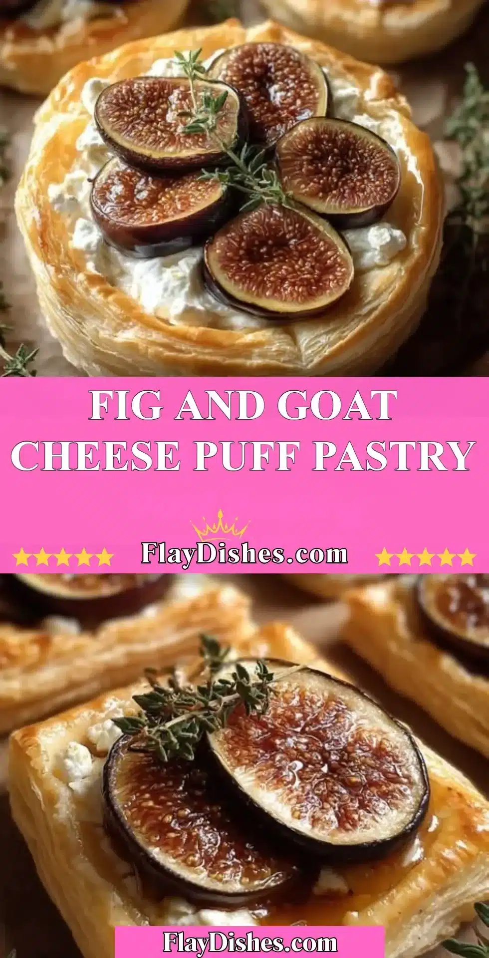 Fig and Goat Cheese Puff Pastry appetizer on a serving plate.