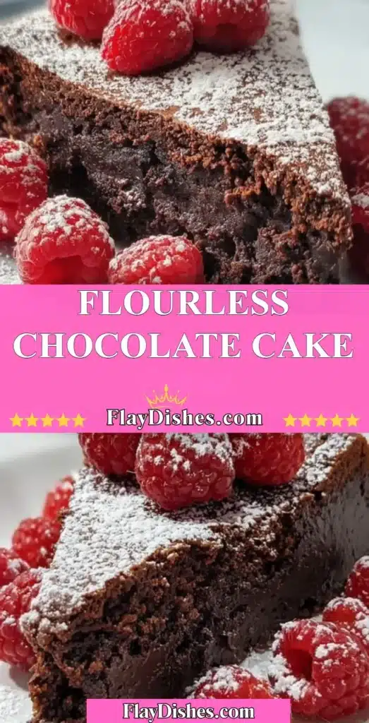 Delicious Flourless Chocolate Cake slice on a plate
