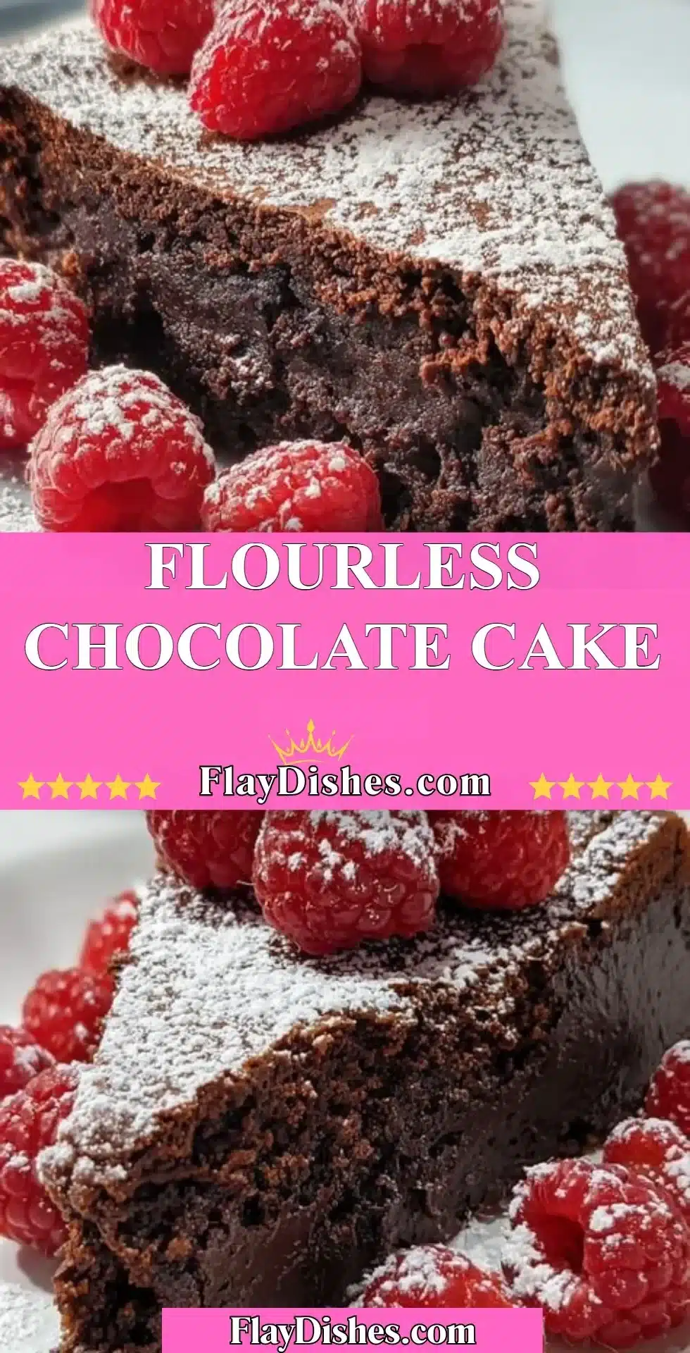 Delicious Flourless Chocolate Cake slice on a plate