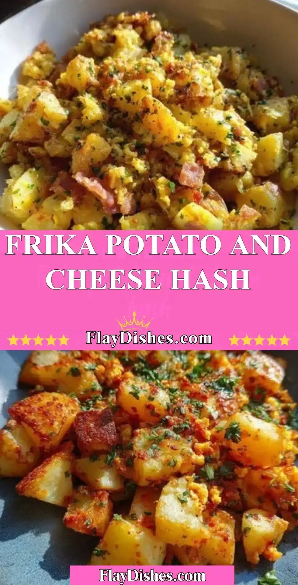 Delicious Frika Potato and Cheese Hash served in a bowl