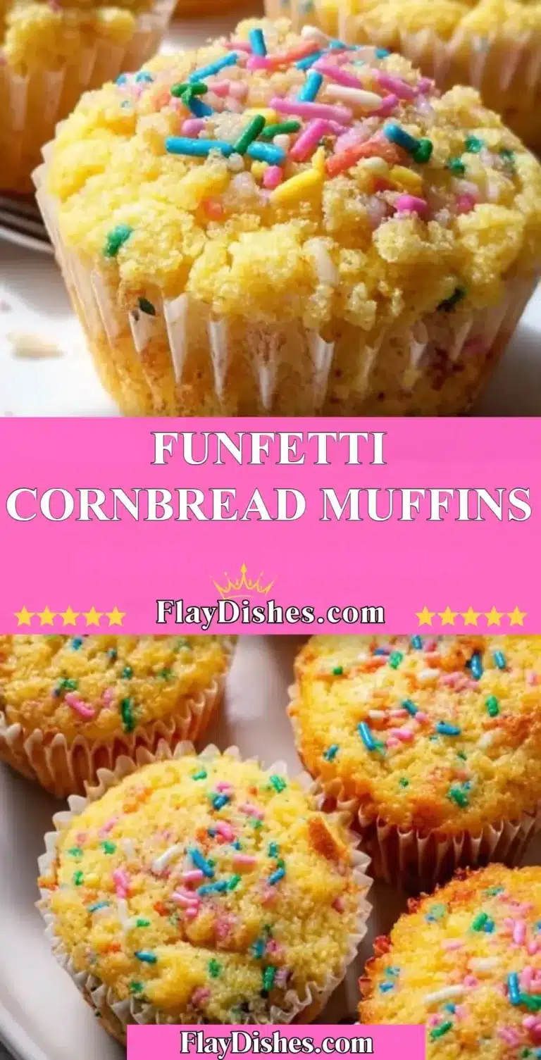 Funfetti Cornbread Muffins with colorful sprinkles displayed on a plate
