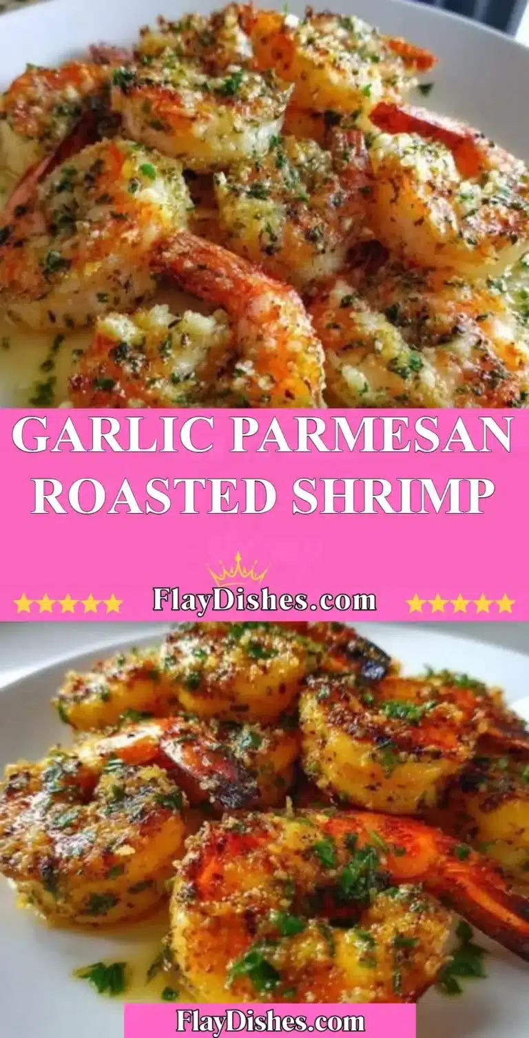 Plate of Garlic Parmesan Roasted Shrimp garnished with herbs