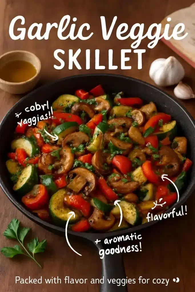Delicious Garlic Veggie Skillet with fresh vegetables and garlic