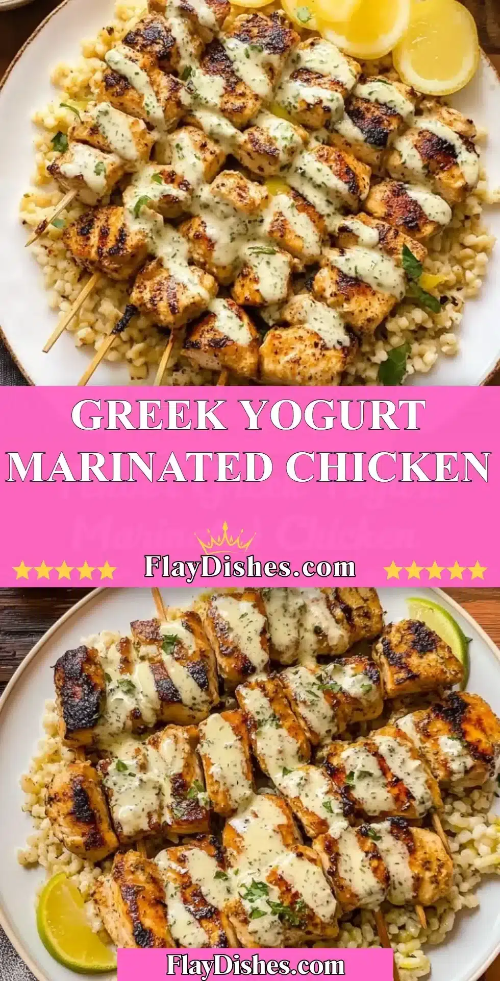 Delicious Greek yogurt marinated chicken served with fresh herbs and spices
