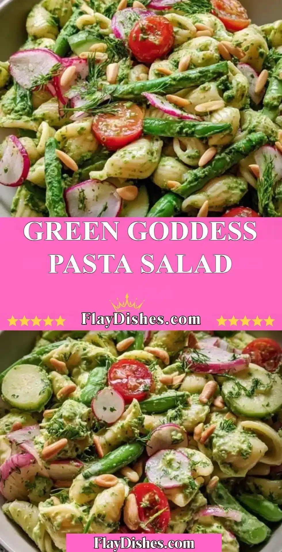 Green Goddess Pasta Salad loaded with fresh ingredients and vibrant colors